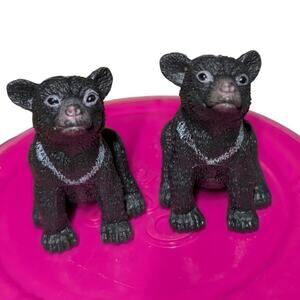 Two Asian Black Cub Bears PVC Toys Animals